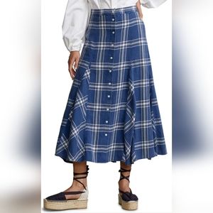 Polo Ralph Lauren Plaid Wesley Long Skirt Size 00, Cotton, NWT, Retail $298
